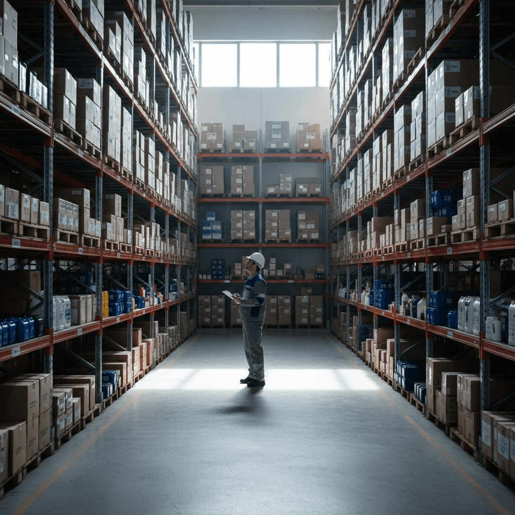 Commercial pest control inspection in warehouse